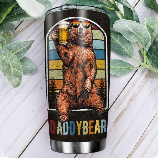 Friday89 Father Camping Beer Tumlber 20 oz Vintage Daddy Bear With Beer Tumbler 20 oz Father's Day Gift