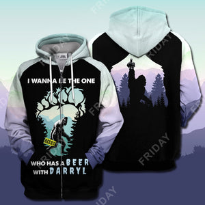 Bigfoot I Wanna Be The One Who Has A Beer All Over Print Hoodie T-shirt